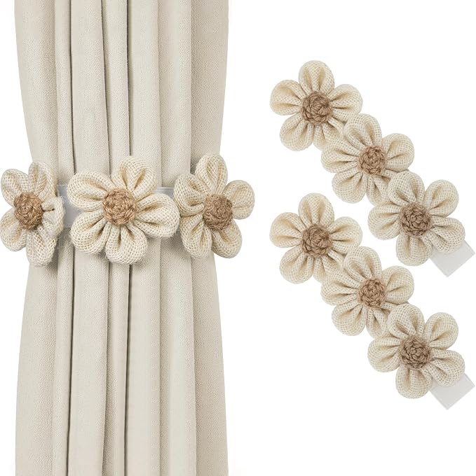 KLOGTSIND Flower Curtain Tiebacks, 2 Pack Boho Curtain Ties Elegant Three by KLOGTSINDDirect
