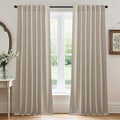 RYB HOME Natural Beige Linen Sheer Curtains 120 inches Long by RYBHOME