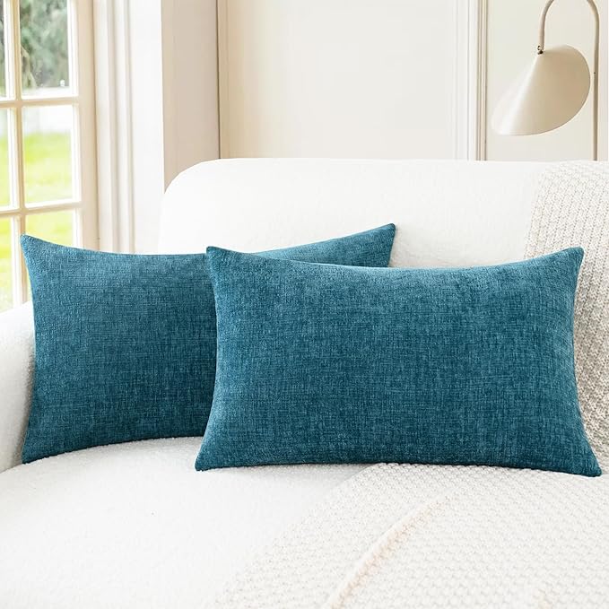 CaliTime Throw Pillow Covers Decorative 16 X 26 Inches Pack of 2 Cozy Chenille by CaliTime