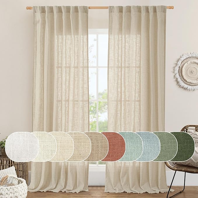 LAMIT Natural Linen Curtains 90 Inch by LAMIT