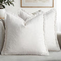 MIULEE Decorative Throw Pillow Covers Neutral Linen Fringe Throw Pillows Set of by MIULEE