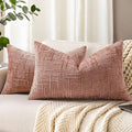 decorUhome Summer Pink Chenille Throw Pillow Covers 12x20 Set of 2 Textured by decorUhome