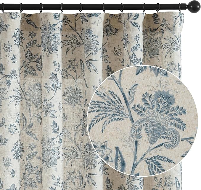 jinchan Linen Floral Curtains for Living Room by JINCHAN
