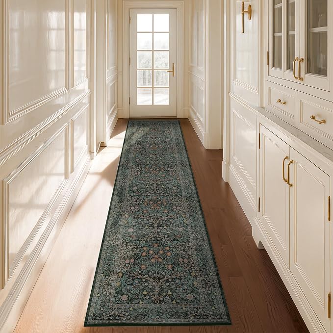 Hazo Haus Washable Dark Green 2x10 Runner Rug by HazoHaus
