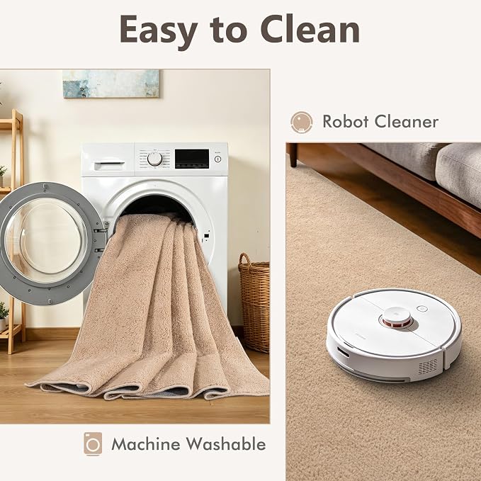 2x6 Beige Solid Runner Rug Washable Non-Slip - Image 6
