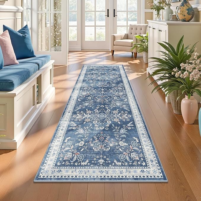 Yamaziot Washable Runner Rug 2x6 – Non Slip Boho Floral Hallway Runner Rug by Yamaziot