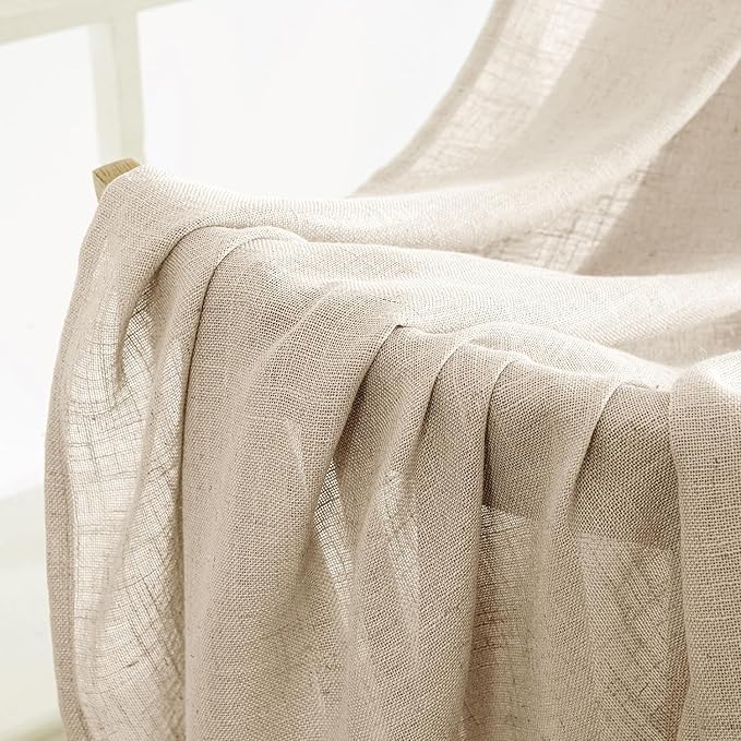 MIULEE Light Taupe Linen Curtains 72 Inch Length 2 Panels - Image 6