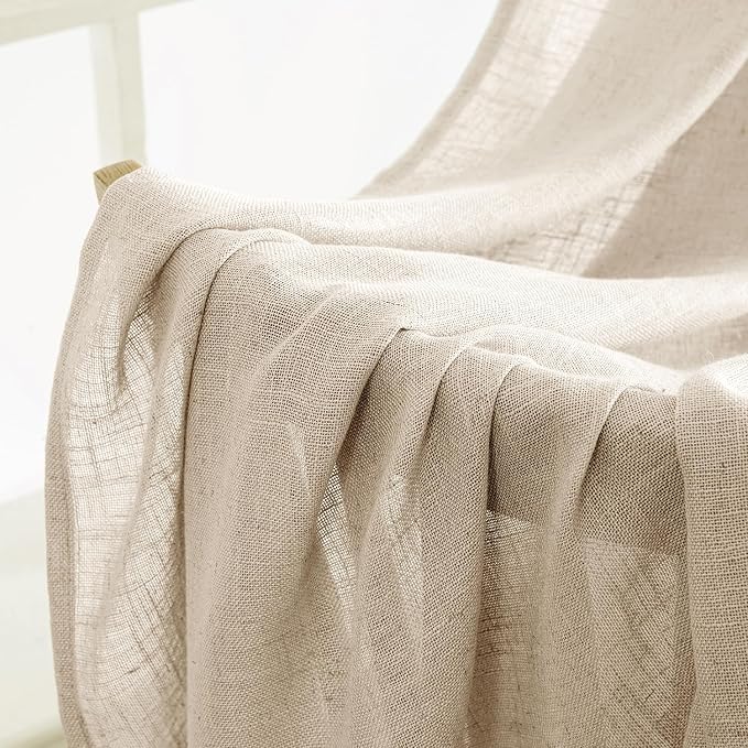 MIULEE Light Taupe Linen Curtains 108 Inches Long 2 Panels - Image 6