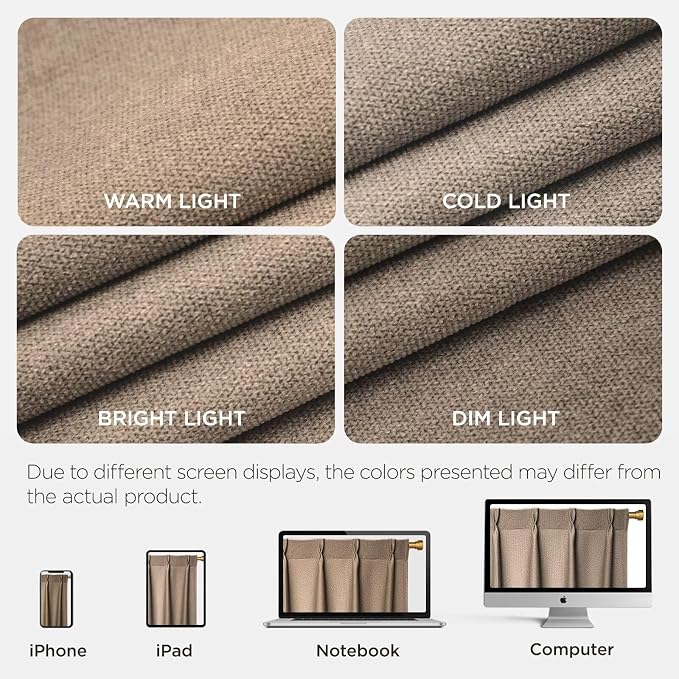 Joydeco Thick Linen Pinch Pleated Curtains 90 Inch Long 2 Panel Set - Image 6