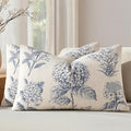 Set of 2 Lumbar Floral Pillow Covers 12x20 Inch Light Blue | Decorative Neutral by SWANCOCO