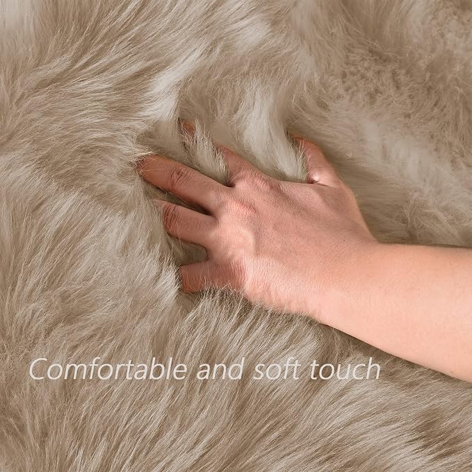 Latepis 2x3 Brown Beige Small Faux Fur Rug Fluffy Furry Rugs Throw Rug Washable - Image 4
