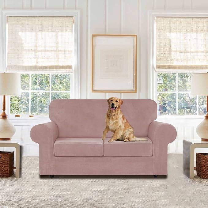 WEERRW Velvet Couch Covers for 2 Cushion Couch Sofa - Image 2