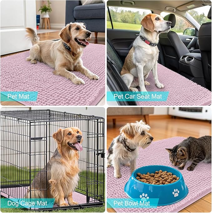 OLANLY Dog Door Mat for Muddy Paws 44x24, Super Absorbent Chenille Mud Mat | - Image 7