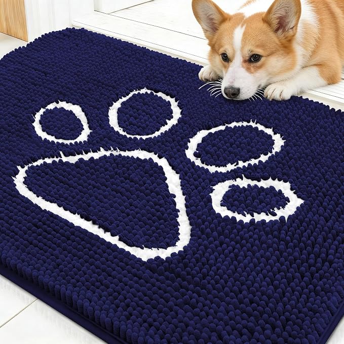 OLANLY Dog Door Mat for Muddy Paws 30x20, Paw Print Design, Absorbs Moisture by OLANLY