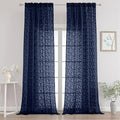 Chyhomenyc Extra Long Navy Blue Sheer Curtains 120 Inch Length 2 Panels Set by Chyhomenyc