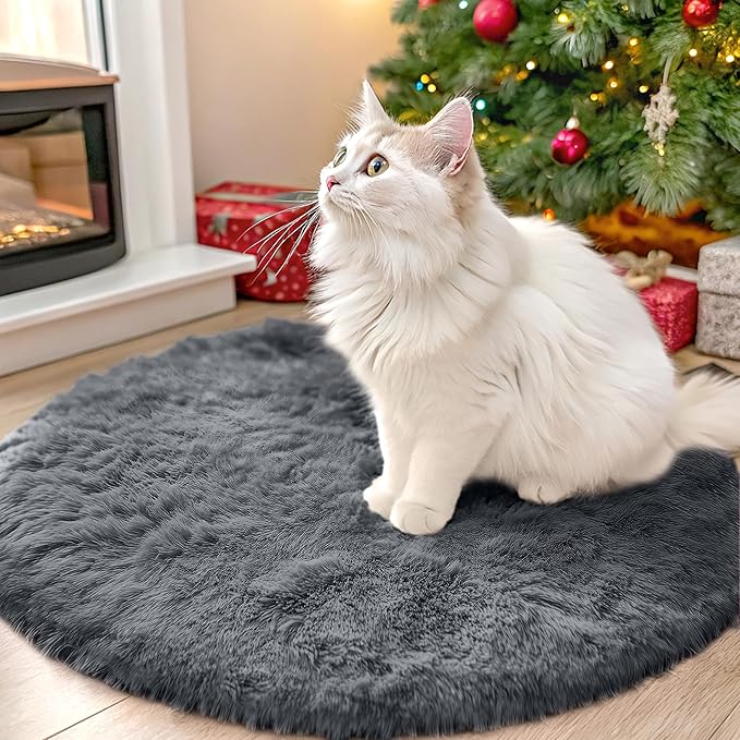 OLANLY Grey Round Rugs for Bedroom by OLANLY