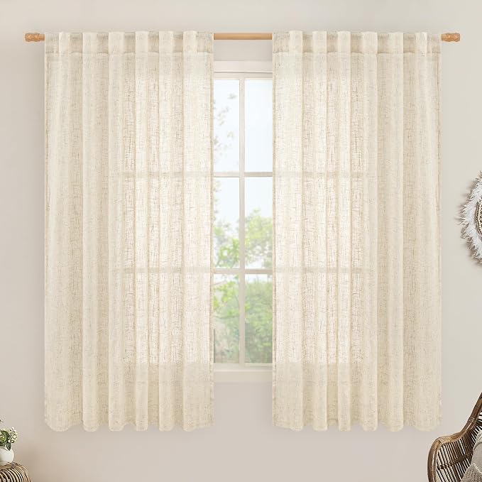 LAMIT Faux Linen Curtains 63 inches Long by LAMIT