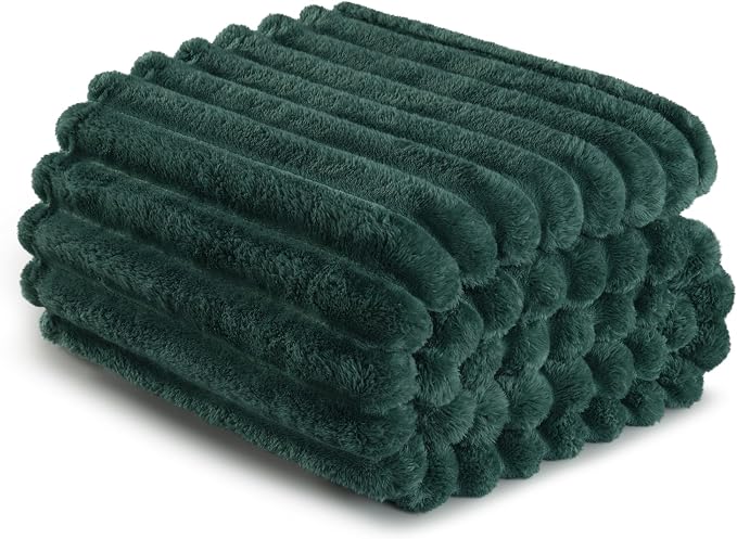 Exclusivo Mezcla King Size Flannel Fleece Blanket, Super Soft Striped Jacquard - Image 6