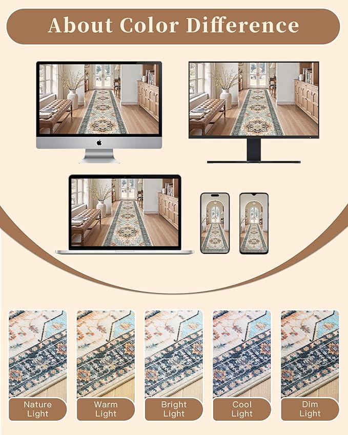 Madane Runner Rugs for Hallway 2x10 Long Washable Non-Slip Hallway Runner Rug - Image 9