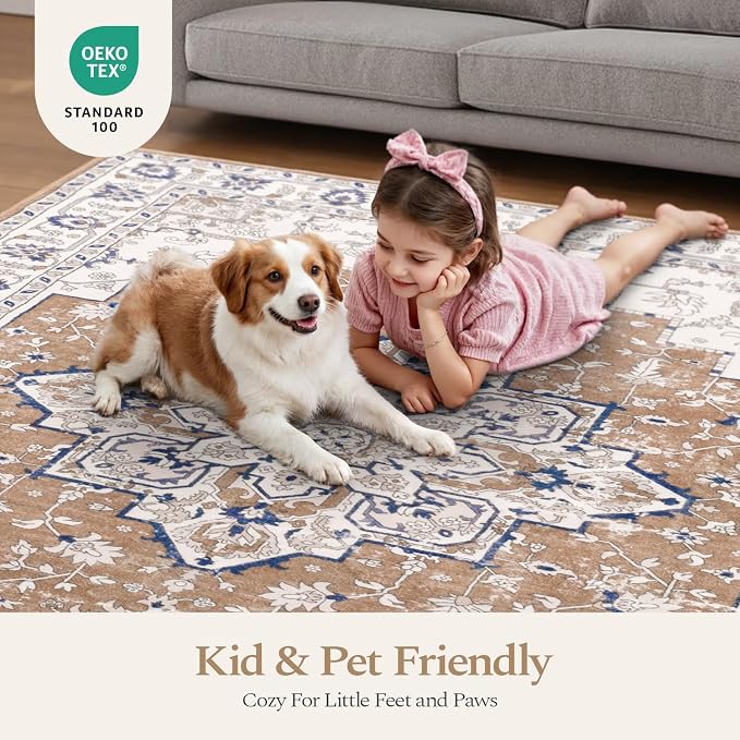 Rugflix 9x12 Area Rug for Living Room, Vintage Washable Area Rug Non Slip - Image 6