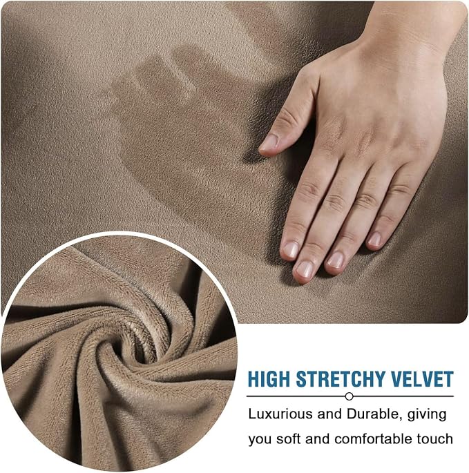 H.VERSAILTEX Modern Velvet Plush 4 Piece High Stretch Sofa Slipcover Strap Sofa - Image 6