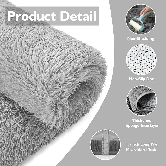 Shag Area Rug for Bedroom 4x6, Soft Fuzzy Rug Non-Shedding Indoor Plush Carpet - Image 3