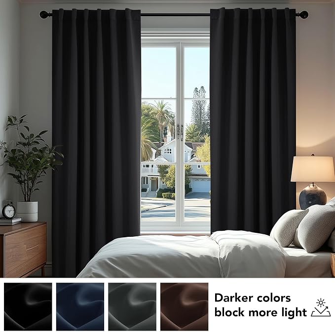 Deconovo Blackout Curtains, Thermal Insulated, W70 x L84 2 Panels, Back Tab - Image 4