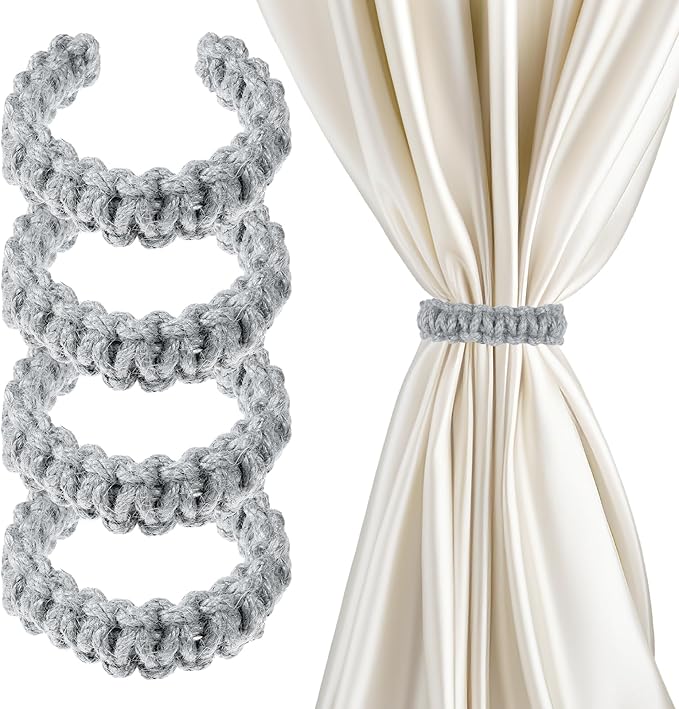 Ptwola 4 Pack Braided Curtain Tiebacks Boho Elegant Rustic Curtain Holdbacks by Unknown
