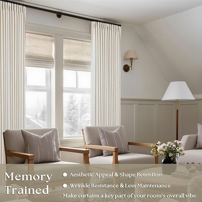 Natural Pinch Pleated Linen 94 Inch Curtains - Image 2