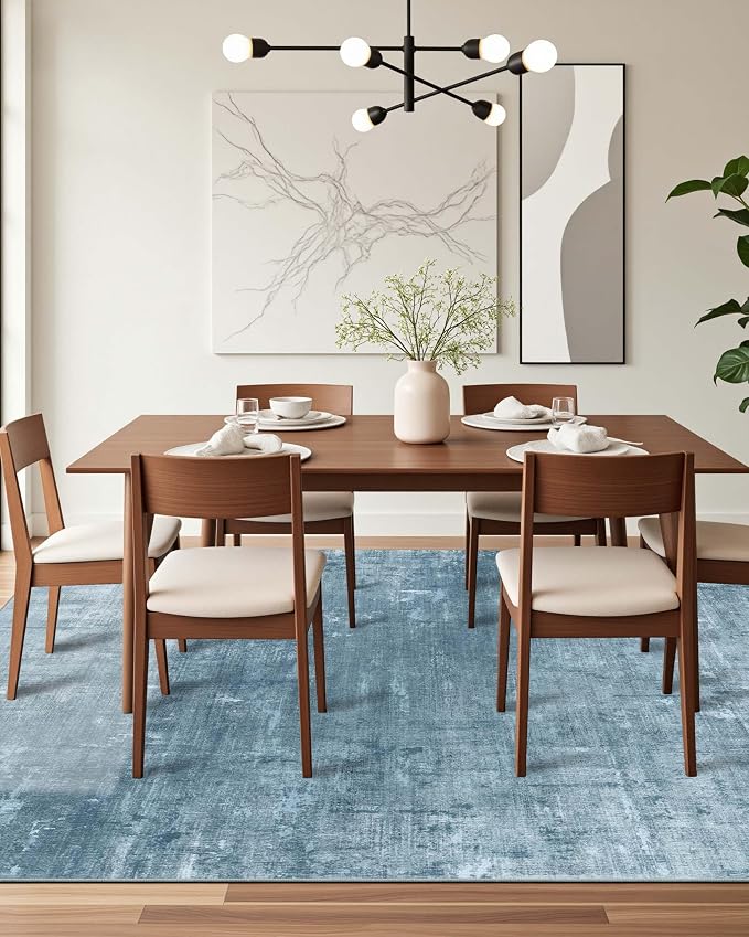 Latte&Fog 9x12 Area Rug for Living Room, Extra Large Blue Modern Abstract - Image 4