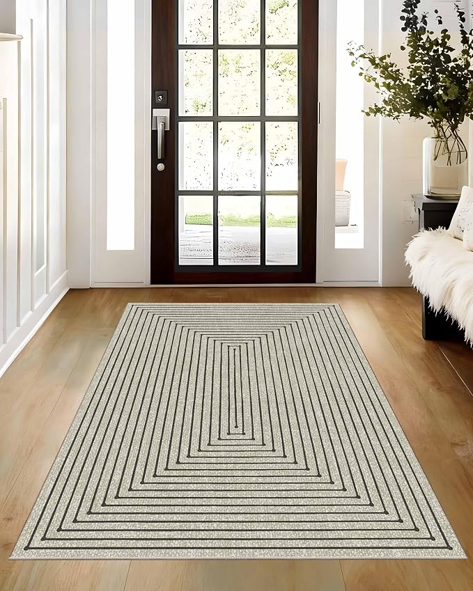 Latte&Fog 3x5 Entryway Rug Indoor, Boho Non Slip Low Pile Throw Carpet by LatteFog