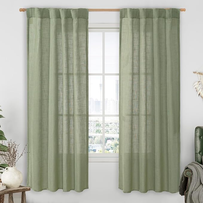 LAMIT Light Filtering Linen Curtains 72 inches Long by LAMIT