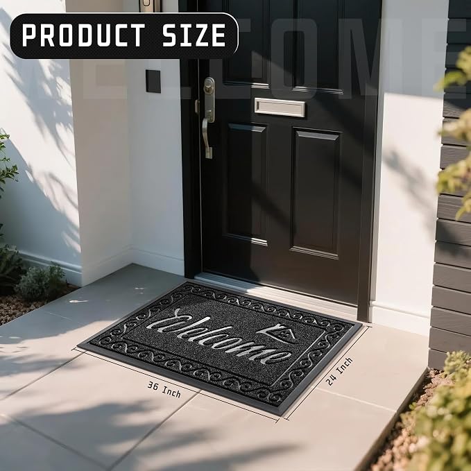 Yimobra Welcome Mat Outdoor Indoor, Waterproof Heavy Duty Front Door Mat - Image 2