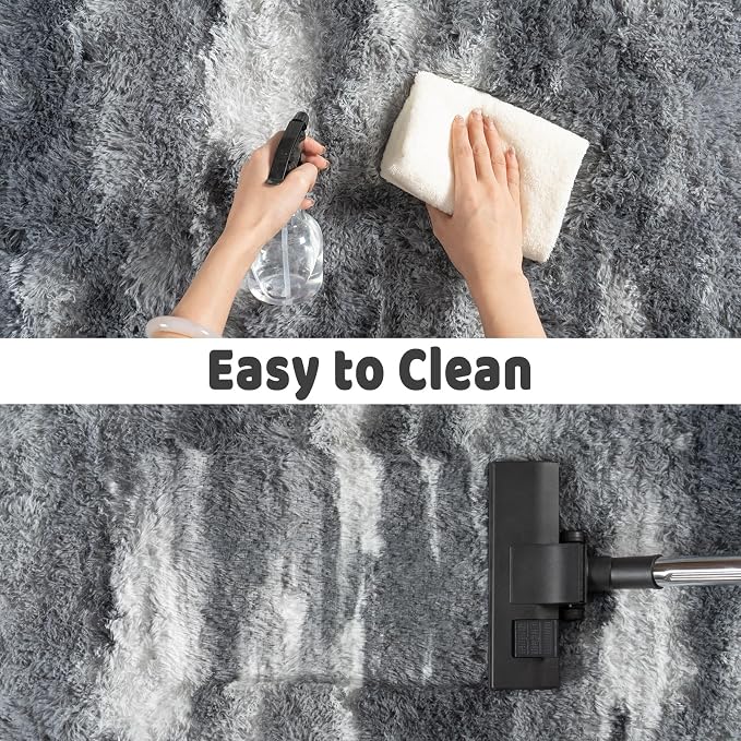 Soft Runner Rugs for Bedroom Hallways, 2x5 Abstract Grey Fluffy Shag Throw Area - Image 7