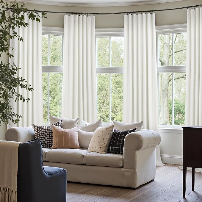 Ivory 100% Blackout Curtains 96 Inches Long 2 Panels Farmhouse Style Bedroom - Image 7