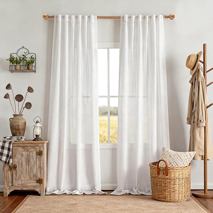 MYSKY HOME Floor to Ceiling Curtains 120 Inches White Sheer Window Drapes 2 - Image 2