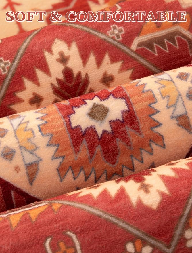 SERISSA Runner Rug for Hallways, Extra Long Boho Rug Ultra Soft Vintage Red - Image 5