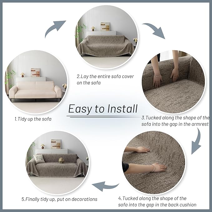 MYSKY HOME Couch Covers for 2 Cushion Couch Sofa, Chenille L Shape Sectional - Image 7