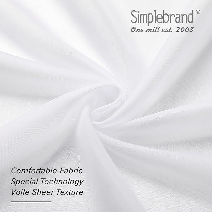 Simplebrand White Short Sheer Kitchen Cafe Curtains 36-42 Inch, Tier Rod Pocket - Image 6