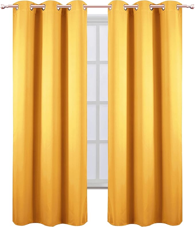 LEMOMO Yellow Blackout Curtains 34 x 84 Inches Long/Set of 2 Curtain - Image 2