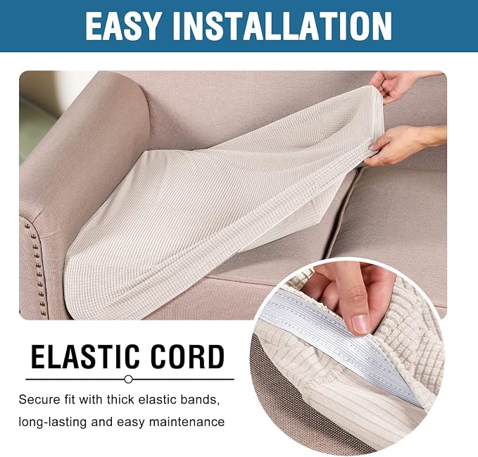 H.VERSAILTEX Stretch Couch Cushion Covers Individual Seat Sofa Chair Slipcovers - Image 5