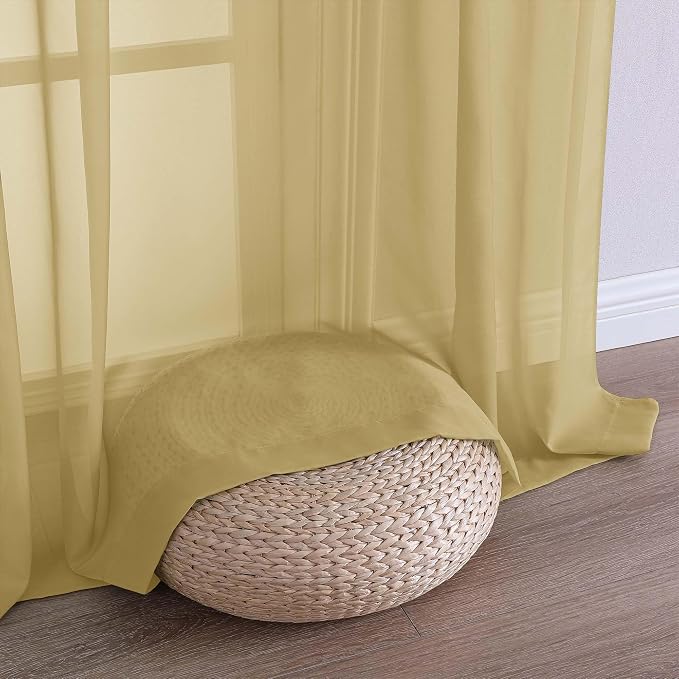 OWENIE Sheer Gold Curtains 108 Inches Long - Image 5