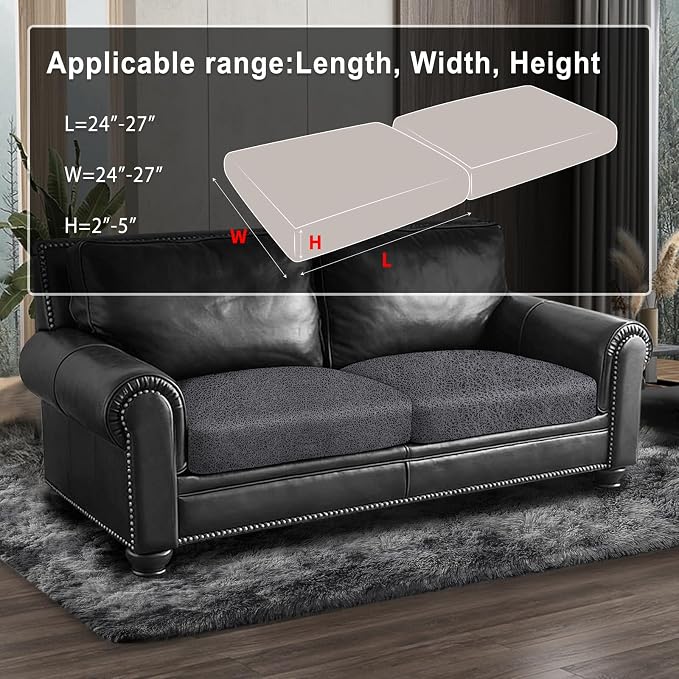 Leather Look Couch Cushion Covers Sofa Seat Slipcovers Sets Couches Furniture - Image 3