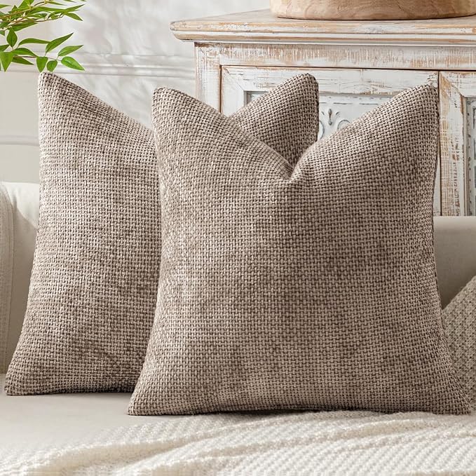 MIULEE Decorative Couch Throw Pillow Covers 20x20 Inch Light Khaki 2 Pack | by MIULEE