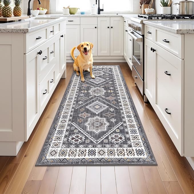 HEBE Washable Kitchen Rugs Runner 2'x 5', Non Slip Hallway Runner Rug, Low Pile by HEBE