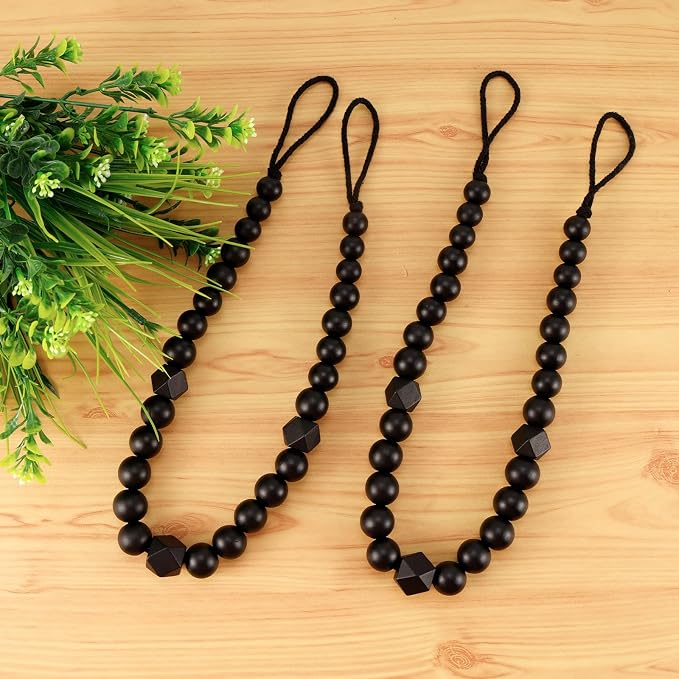 Wood Bead Curtain Tiebacks, KLOGTSIND Set of 6 Curtain Holdbacks - Image 6