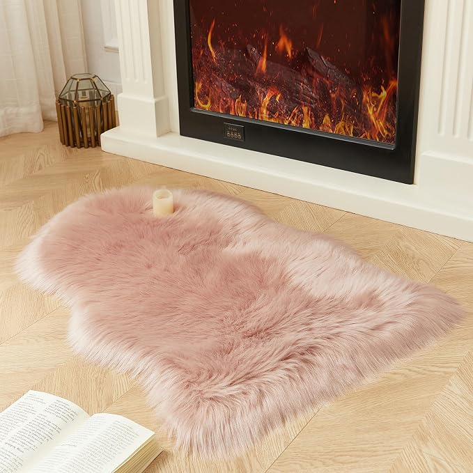 AMTOVO Faux Fur Rug, Fluffy Sheepskin Rug, Fuzzy Ultra Soft 2 x 3 ft Shag Rugs - Image 5