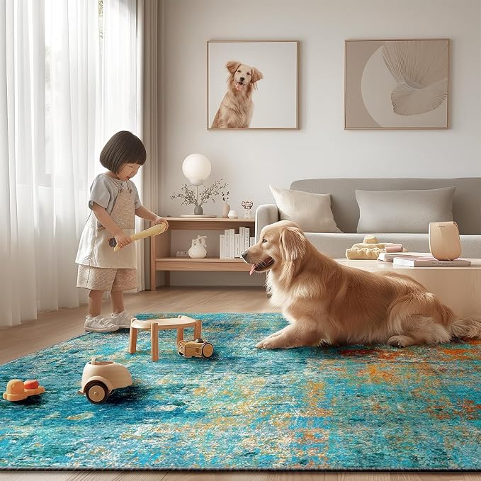 Washable Area Rugs 2'x8' Non-Slip Modern Abstract Soft - Image 9