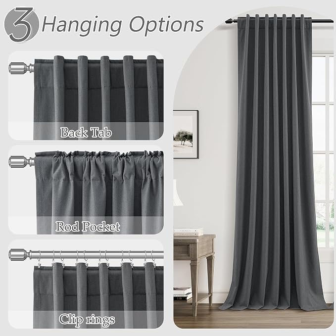 Guken 100% Blackout Curtains 96 Inch Length 2 Panels Set - Image 6