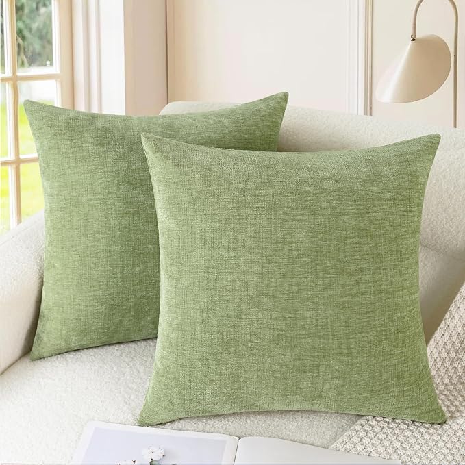 CaliTime Throw Pillow Covers Decorative 16 X 16 Inches Pack of 2 Cozy Chenille by CaliTime